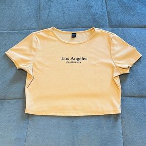 SHEIN Tan Crop Top with Los Angeles Print